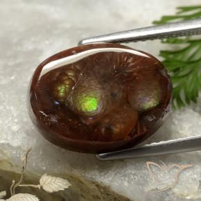 6.00 ct Multicolor Fire Agate Stone, Natural Fire Agate in Oval Cabochon Shape for Sale