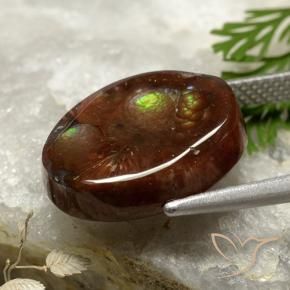 Fire Agate Gemstone in 14.6 x 11 mm Size for Sale, Fire Agate Stone in Multicolor Color