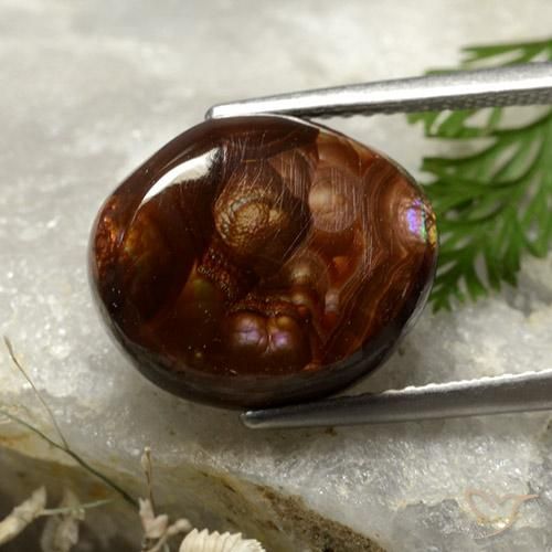 6.65 ct Multicolor Fire Agate Stone, Natural Fire Agate in Oval Cabochon Shape for Sale
