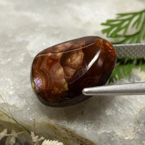 Fire Agate Gemstone in 14 x 12 mm (calibrated) Size for Sale, Fire Agate Stone in Multicolor Color