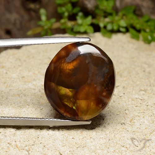 Mehrfarbig Feuerachat Edelstein - 12ct Oval Cabochon (ID: 490660)
