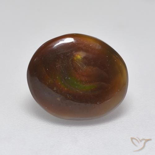 2.83 ct Multicolor Fire Agate Stone, Natural Fire Agate in Oval Slice Shape for Sale