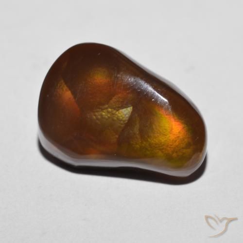 6.88 ct Multicolor Fire Agate Stone, Natural Fire Agate in Fancy Cabochon Shape for Sale