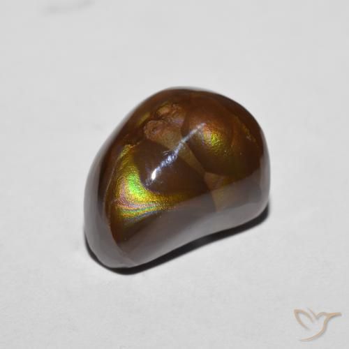 5.55 ct Multicolor Fire Agate Stone, Natural Fire Agate in Fancy Cabochon Shape for Sale