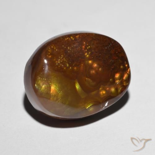 7.96 ct Multicolor Fire Agate Stone, Natural Fire Agate in Fancy Cabochon Shape for Sale