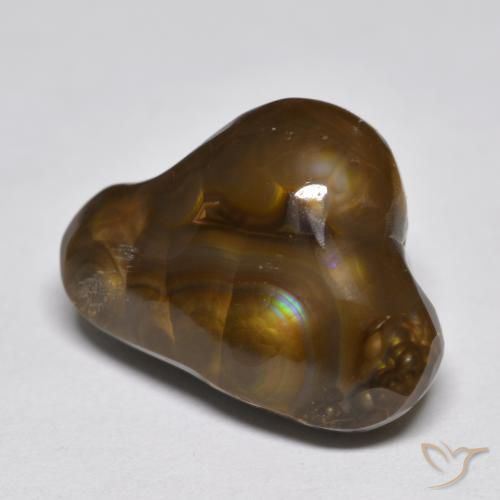 9.86 ct Multicolor Fire Agate Stone, Natural Fire Agate in Fancy Cabochon Shape for Sale