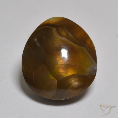 7.09 ct Multicolor Fire Agate Stone, Natural Fire Agate in Fancy Cabochon Shape for Sale
