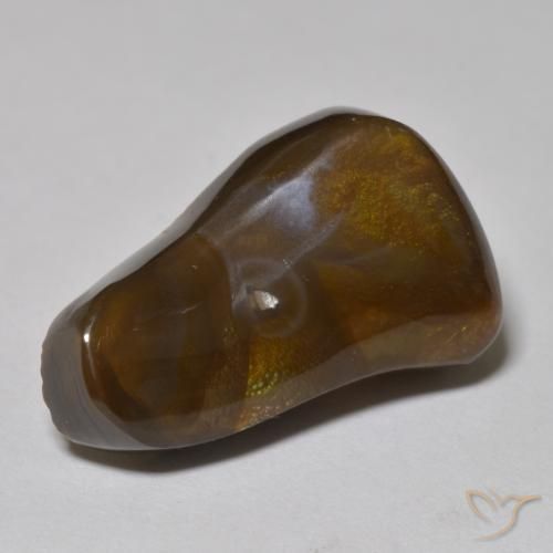 9.77 ct Multicolor Fire Agate Stone, Natural Fire Agate in Fancy Cabochon Shape for Sale