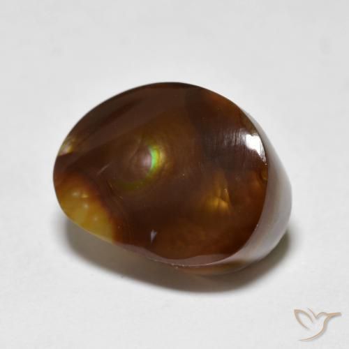 6.45 ct Multicolor Fire Agate Stone, Natural Fire Agate in Fancy Cabochon Shape for Sale