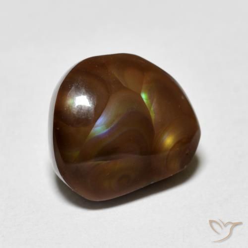 4.71 ct Multicolor Fire Agate Stone, Natural Fire Agate in Fancy Cabochon Shape for Sale