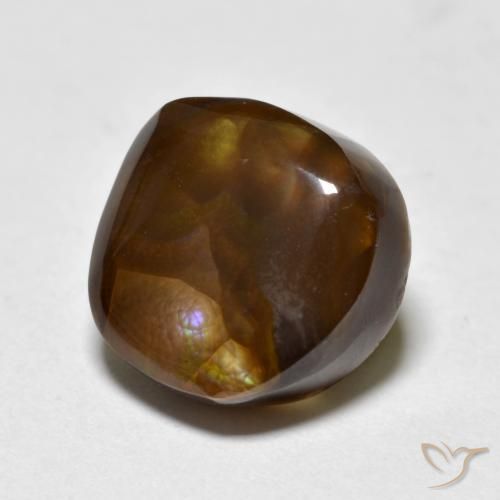5.59 ct Multicolor Fire Agate Stone, Natural Fire Agate in Fancy Cabochon Shape for Sale