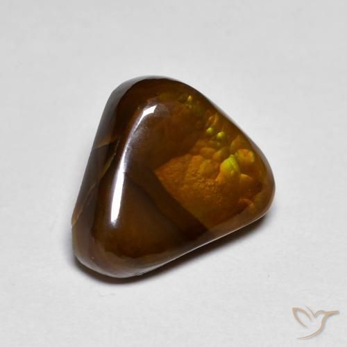 4.36 ct Multicolor Fire Agate Stone, Natural Fire Agate in Trillion Cabochon Shape for Sale