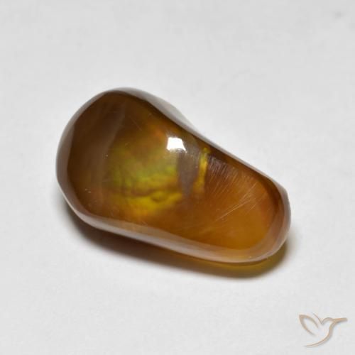 6.51 ct Multicolor Fire Agate Stone, Natural Fire Agate in Fancy Cabochon Shape for Sale