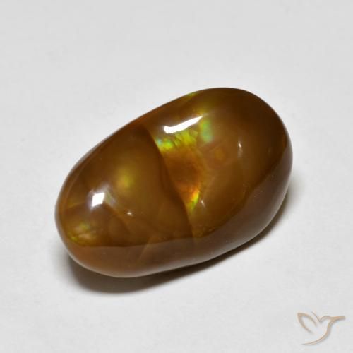 5.46 ct Multicolor Fire Agate Stone, Natural Fire Agate in Fancy Cabochon Shape for Sale