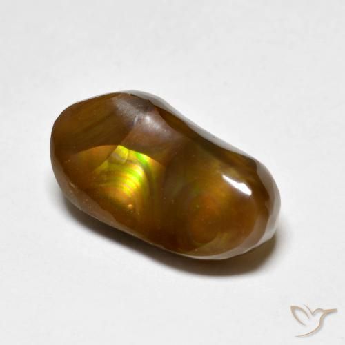 4.96 ct Multicolor Fire Agate Stone, Natural Fire Agate in Fancy Cabochon Shape for Sale