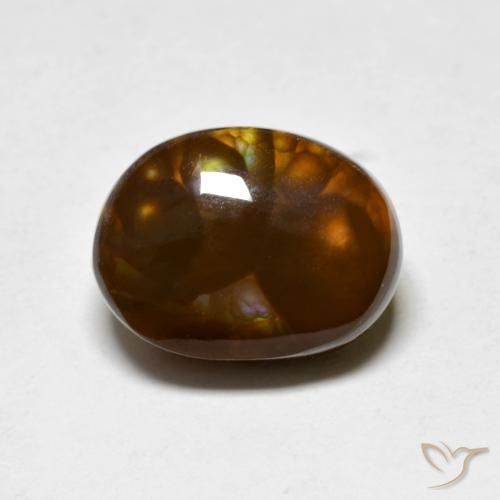 5.02 ct Multicolor Fire Agate Stone, Natural Fire Agate in Fancy Cabochon Shape for Sale