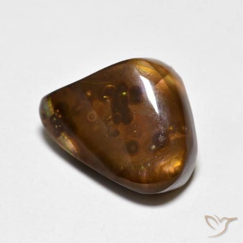 5.65 ct Multicolor Fire Agate Stone, Natural Fire Agate in Fancy Cabochon Shape for Sale