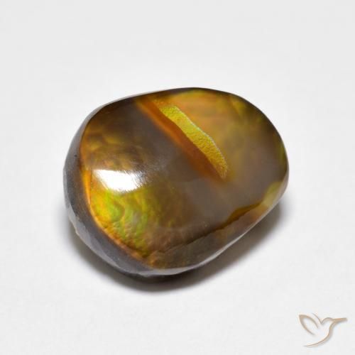 5.37 ct Multicolor Fire Agate Stone, Natural Fire Agate in Fancy Cabochon Shape for Sale
