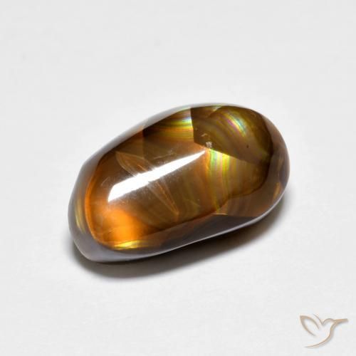 3.99 ct Multicolor Fire Agate Stone, Natural Fire Agate in Fancy Cabochon Shape for Sale