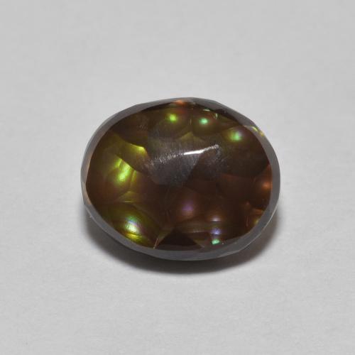 Multicolor Fire Agate Gem - 1.1ct Oval Cabochon (ID: 609885)