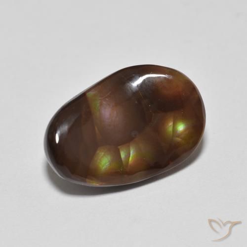 3.68 ct Multicolor Fire Agate Stone, Natural Fire Agate in Fancy Cabochon Shape for Sale