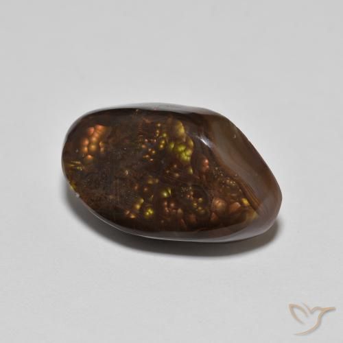 8.77 ct Multicolor Fire Agate Stone, Natural Fire Agate in Fancy Cabochon Shape for Sale