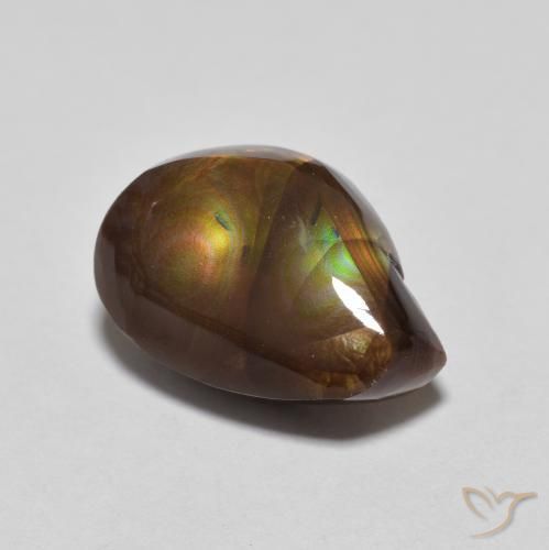 4.02 ct Multicolor Fire Agate Stone, Natural Fire Agate in Fancy Cabochon Shape for Sale