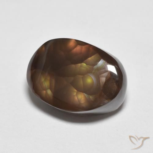 6.12 ct Multicolor Fire Agate Stone, Natural Fire Agate in Fancy Cabochon Shape for Sale