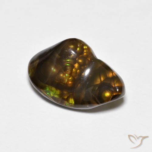 4.18 ct Multicolor Fire Agate Stone, Natural Fire Agate in Fancy Cabochon Shape for Sale