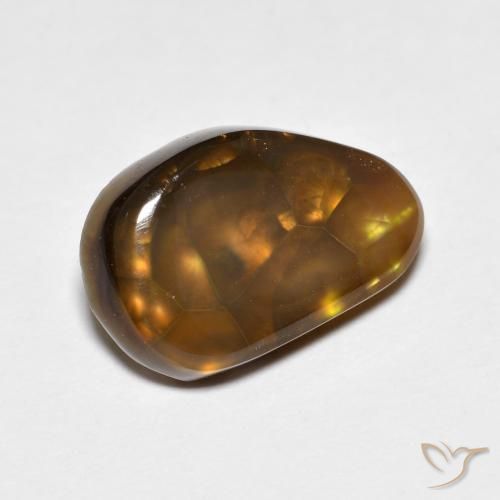5.21 ct Multicolor Fire Agate Stone, Natural Fire Agate in Fancy Cabochon Shape for Sale