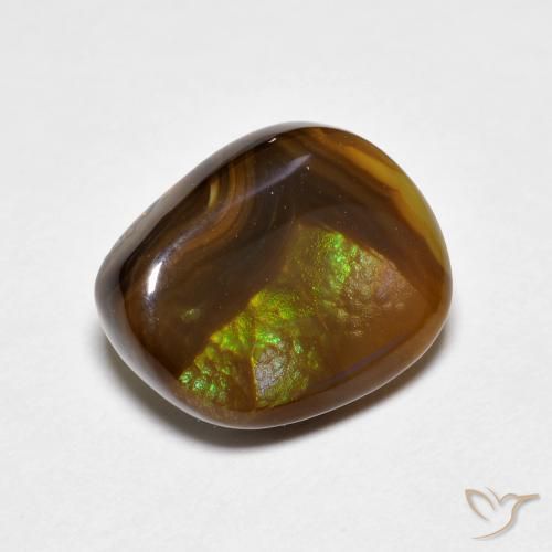 3.81 ct Multicolor Fire Agate Stone, Natural Fire Agate in Fancy Cabochon Shape for Sale