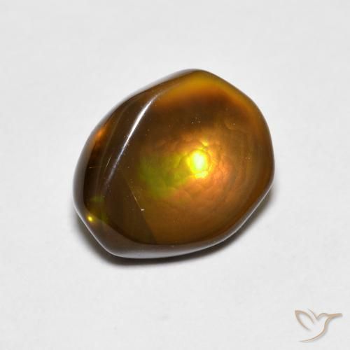 2.46 ct Multicolor Fire Agate Stone, Natural Fire Agate in Fancy Cabochon Shape for Sale