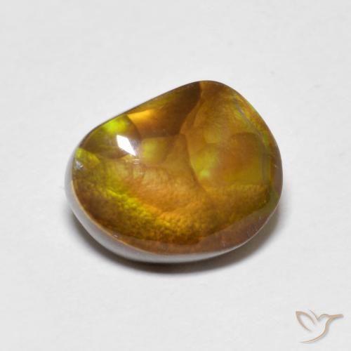 3.38 ct Multicolor Fire Agate Stone, Natural Fire Agate in Fancy Cabochon Shape for Sale