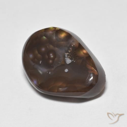 9.24 ct Multicolor Fire Agate Stone, Natural Fire Agate in Fancy Cabochon Shape for Sale