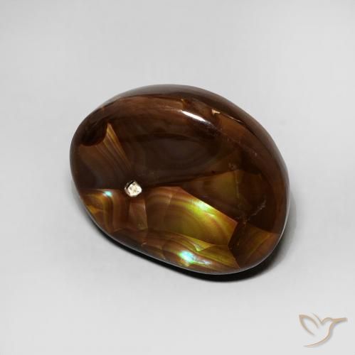 3.95 ct Multicolor Fire Agate Stone, Natural Fire Agate in Fancy Cabochon Shape for Sale