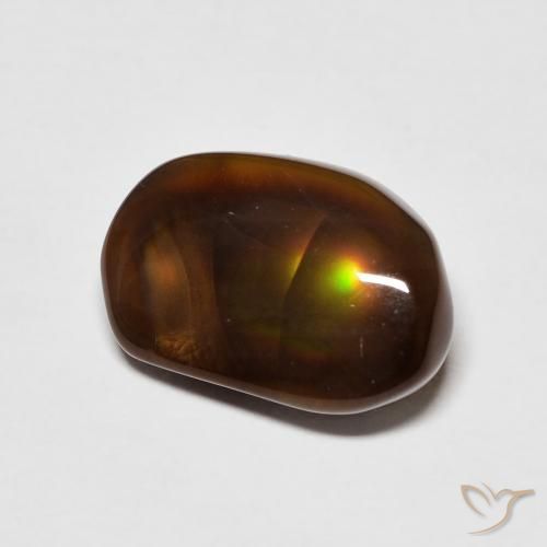 4.87 ct Multicolor Fire Agate Stone, Natural Fire Agate in Fancy Cabochon Shape for Sale
