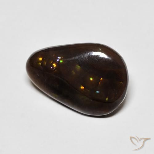 4.81 ct Multicolor Fire Agate Stone, Natural Fire Agate in Fancy Cabochon Shape for Sale