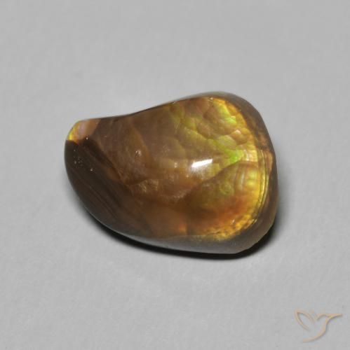 3.74 ct Multicolor Fire Agate Stone, Natural Fire Agate in Fancy Cabochon Shape for Sale