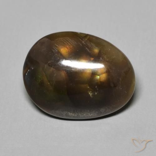 4.84 ct Multicolor Fire Agate Gemstone, Fire Agate Gem in Fancy Cabochon Shape for Sale.