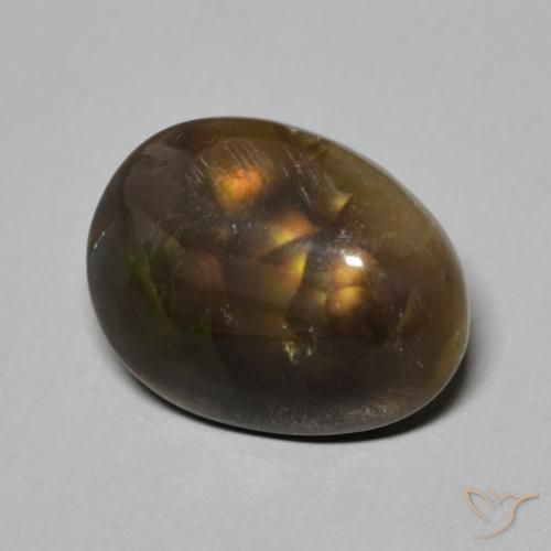 4.84 ct Multicolor Fire Agate Stone, Natural Fire Agate in Fancy Cabochon Shape for Sale