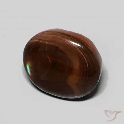4.51 ct Multicolor Fire Agate Stone, Natural Fire Agate in Oval Cabochon Shape for Sale