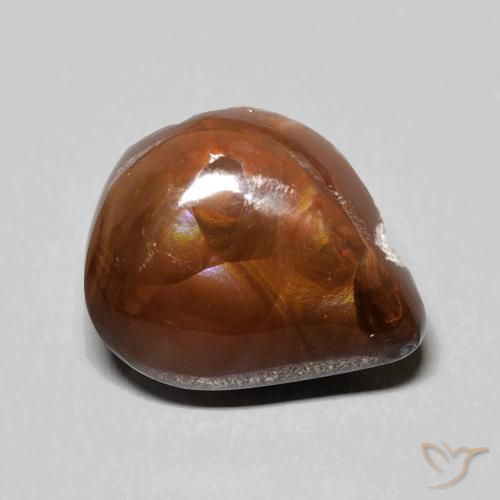 5.90ct Natural Multicolor Fire Agate, Pear Shape, Opaque