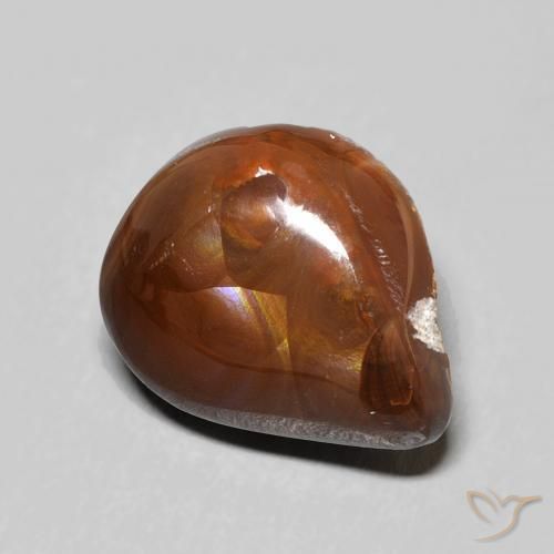 5.90 ct Multicolor Fire Agate Stone, Natural Fire Agate in Pear Cabochon Shape for Sale