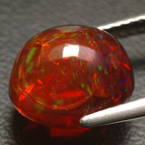 4.55 ct Multicolor Fire Opal Gemstone, Fire Opal Gem in Oval Cabochon Shape for Sale.