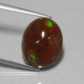 6.48 ct Multicolor Fire Opal Stone, Natural Fire Opal in Oval Cabochon Shape for Sale