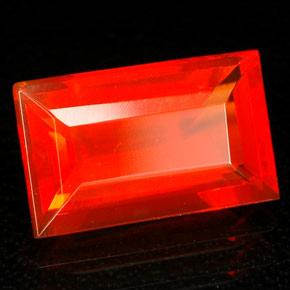 1.47 ct Orange Fire Opal Stone, Natural Fire Opal in Baguette Facet Shape for Sale