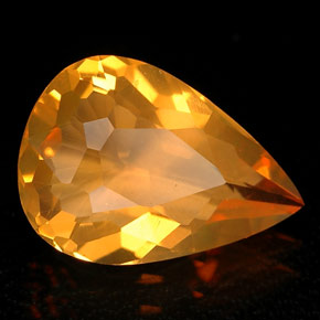 2.00 ct Orange Fire Opal Stone, Natural Fire Opal in Pear Facet Shape for Sale