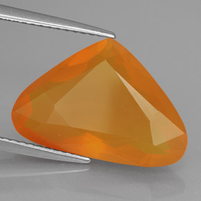 6.06 ct Orange Fire Opal Stone, Natural Fire Opal in Pear Facet Shape for Sale