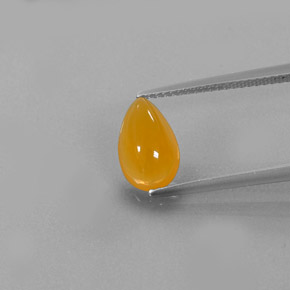 1.51 ct Orange Fire Opal Gemstone, Fire Opal Gem in Pear Cabochon Shape for Sale.