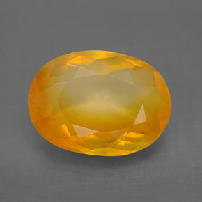5.11 ct Orange Fire Opal Gemstone, Fire Opal Gem in Oval Facet Shape for Sale.